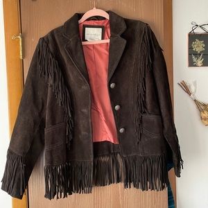 Vintage leather fringe jacket